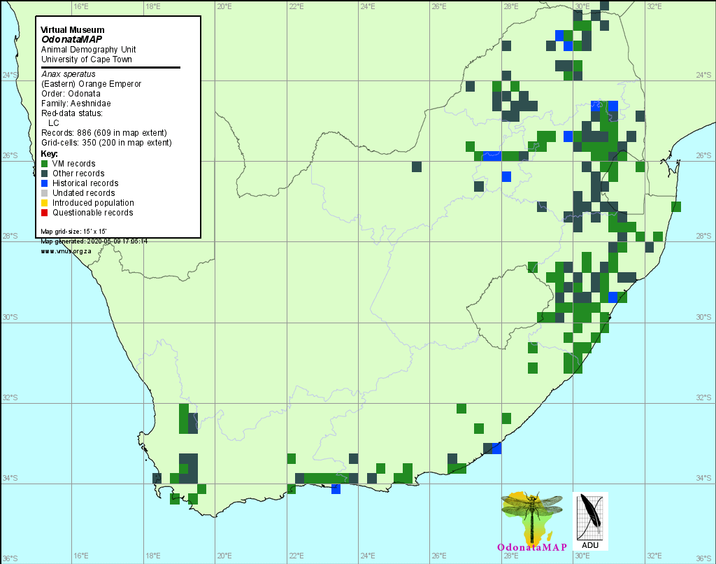 Anax speratus Orange Emperor Distribution Map May 2020 Distribution Map May 2020