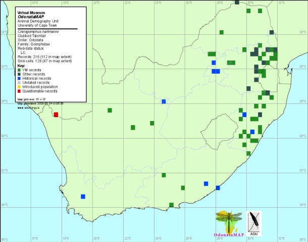 Crenigomphus hartmanni Clubbed Talontail Distribution Map May 2020 Distribution Mao May 2020