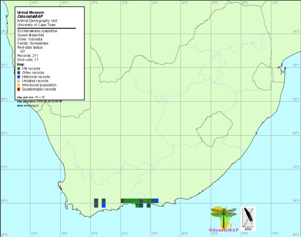 Ecchlorolestes nylephtha Queen Malachite Distribution Map June 2020 Map Distribution Map June 2020 Map
