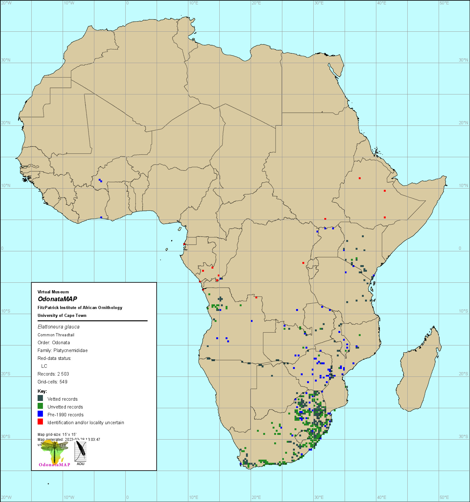 Elattoneura glauca Common Threadtail Distribution Map Africa Elattoneura glauca Common Threadtail Distribution Map Africa Apr 2023