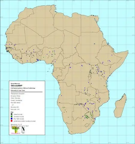 Palpopleura deceptor Distribution Map afr