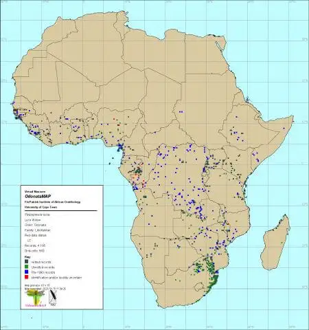 Palpopleura lucia Distribution Map Africa Palpopleura lucia Distribution Map Africa